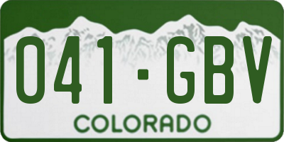 CO license plate 041GBV