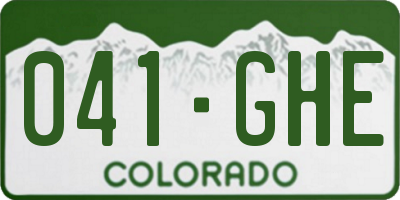 CO license plate 041GHE