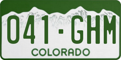 CO license plate 041GHM