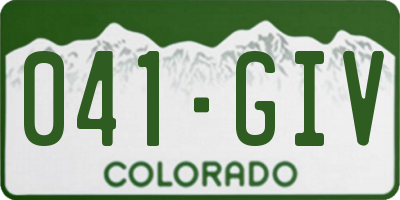CO license plate 041GIV