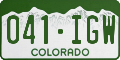 CO license plate 041IGW