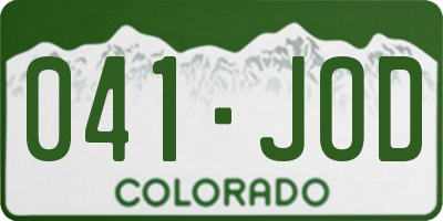 CO license plate 041JOD