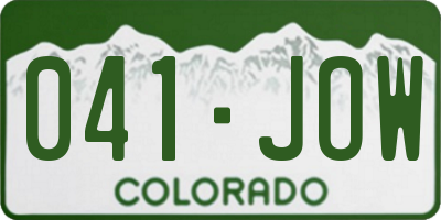 CO license plate 041JOW