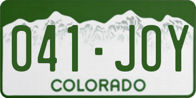 CO license plate 041JOY