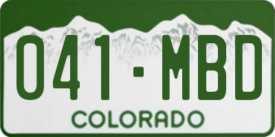 CO license plate 041MBD
