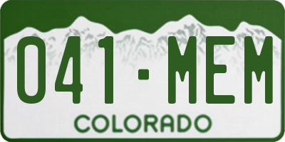CO license plate 041MEM