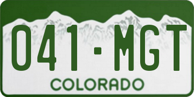 CO license plate 041MGT