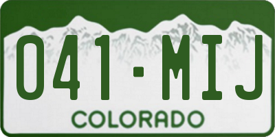 CO license plate 041MIJ