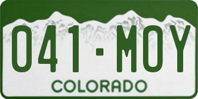 CO license plate 041MOY