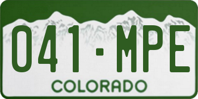 CO license plate 041MPE