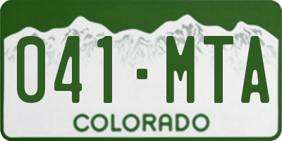 CO license plate 041MTA