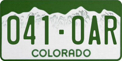 CO license plate 041OAR