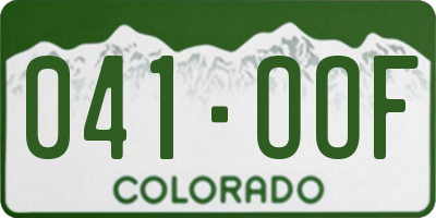 CO license plate 041OOF