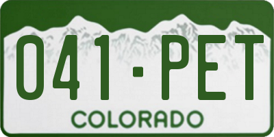 CO license plate 041PET