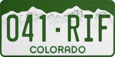 CO license plate 041RIF