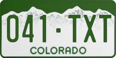 CO license plate 041TXT