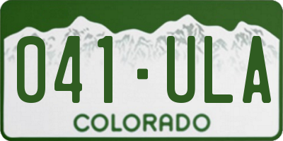 CO license plate 041ULA