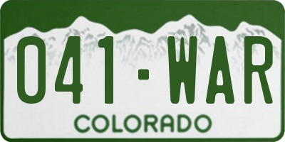 CO license plate 041WAR