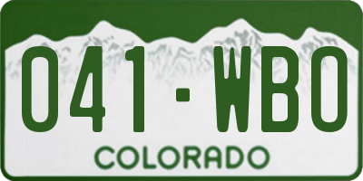 CO license plate 041WBO