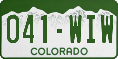 CO license plate 041WIW