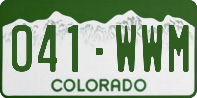CO license plate 041WWM