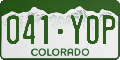 CO license plate 041YOP