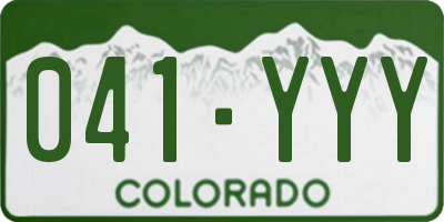 CO license plate 041YYY