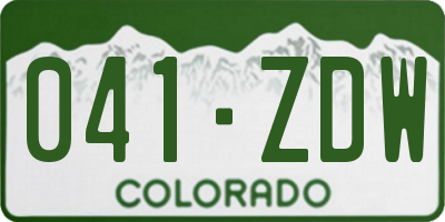 CO license plate 041ZDW