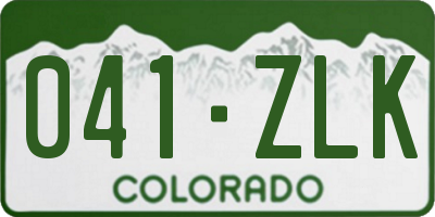CO license plate 041ZLK