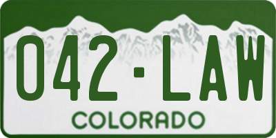 CO license plate 042LAW