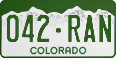 CO license plate 042RAN
