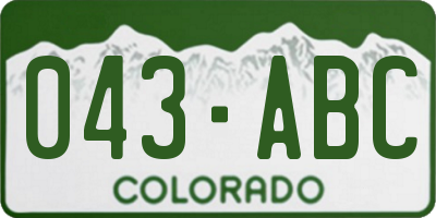 CO license plate 043ABC