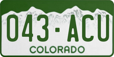 CO license plate 043ACU