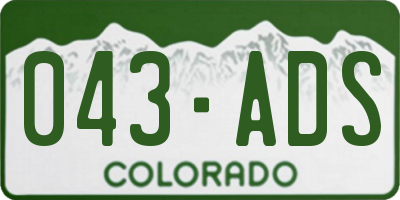 CO license plate 043ADS