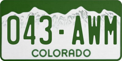 CO license plate 043AWM