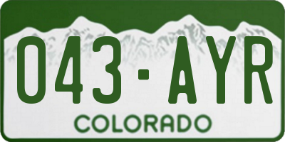 CO license plate 043AYR