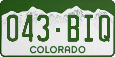 CO license plate 043BIQ