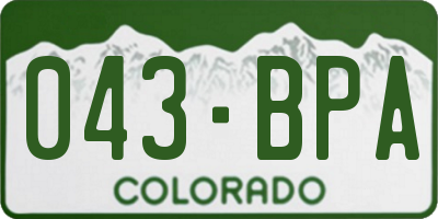 CO license plate 043BPA