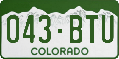 CO license plate 043BTU