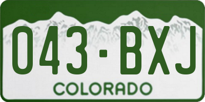CO license plate 043BXJ
