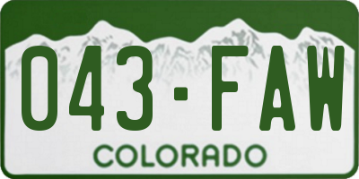 CO license plate 043FAW