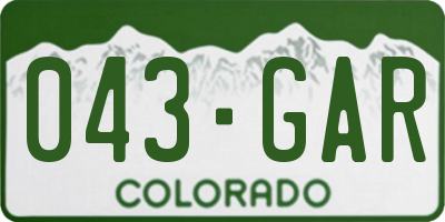 CO license plate 043GAR