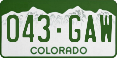 CO license plate 043GAW