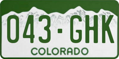 CO license plate 043GHK