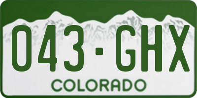 CO license plate 043GHX