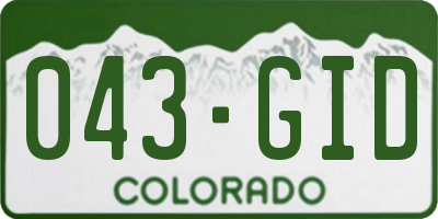 CO license plate 043GID