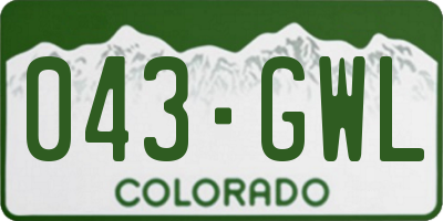 CO license plate 043GWL