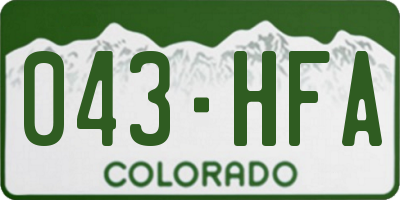 CO license plate 043HFA