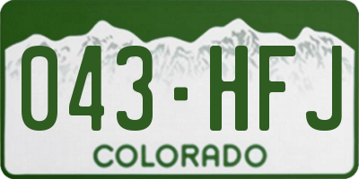 CO license plate 043HFJ