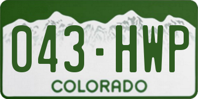 CO license plate 043HWP